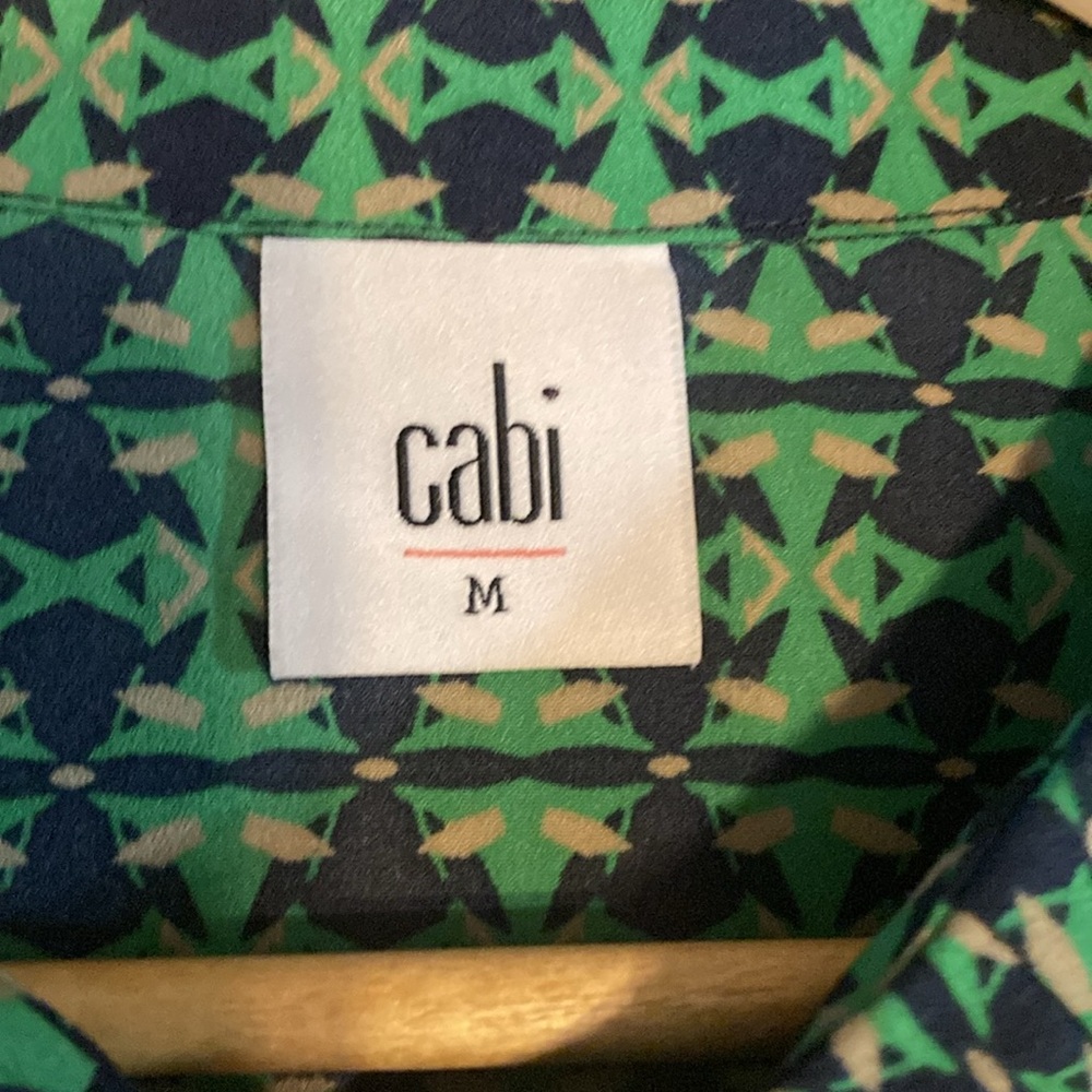 Cabi Bronco Mix Print Green Button Blouse Women’s Size Medium - Picture 6 of 11